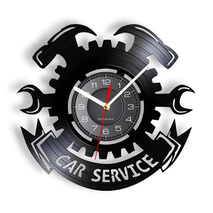 Auto Repair Shop Wall Sign Decorative Modern Wall Clock Car Mechanic Service Workshop Vinyl Record Clock Garage Repairman Gift