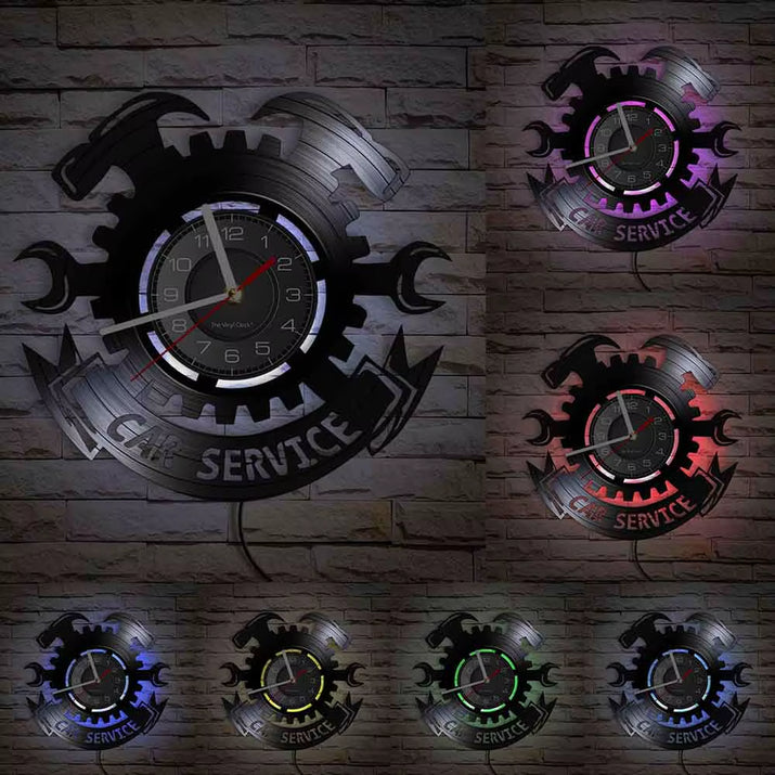 Auto Repair Shop Wall Sign Decorative Modern Wall Clock Car Mechanic Service Workshop Vinyl Record Clock Garage Repairman Gift