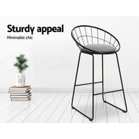 Artiss 4X Bar Stools Kitchen Dining Chairs Counter Stool Linen Padded Metal