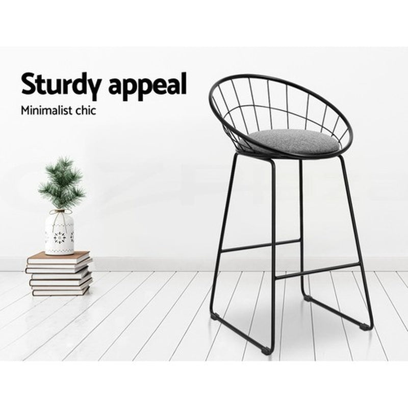 Artiss 4X Bar Stools Kitchen Dining Chairs Counter Stool Linen Padded Metal