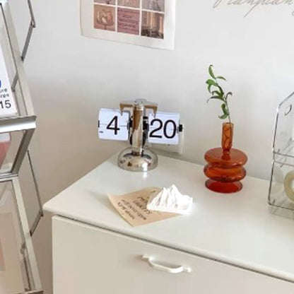 Digital down Clock Retro Minimalist Single Foot Mechanical Auto Clock Desk Clock for Home Livingroom Desk Clock