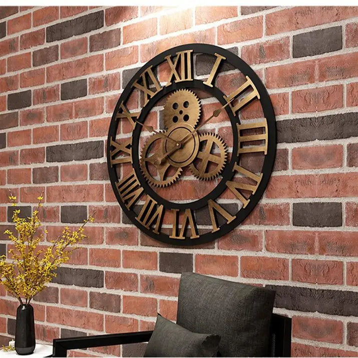 Creative Retro Wall Clock Fashion Wall Clock Decorative Gear Wall Clock Living Room Wall Clock