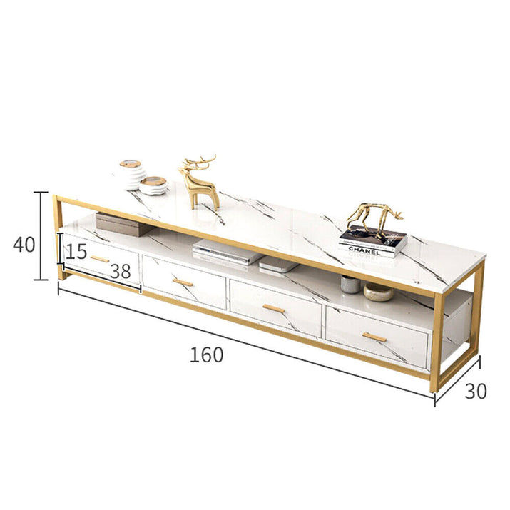 Emilia TV Cabinet & 2In1 Coffee Table Set Luxury Marble Look Wood Bronze Storage