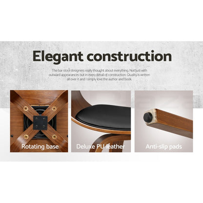 Artiss 2X Bar Stools Kitchen Dining Chairs Swivel Leather Padded Stool Wooden