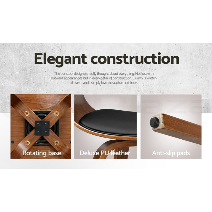 Artiss 2X Bar Stools Kitchen Dining Chairs Swivel Leather Padded Stool Wooden