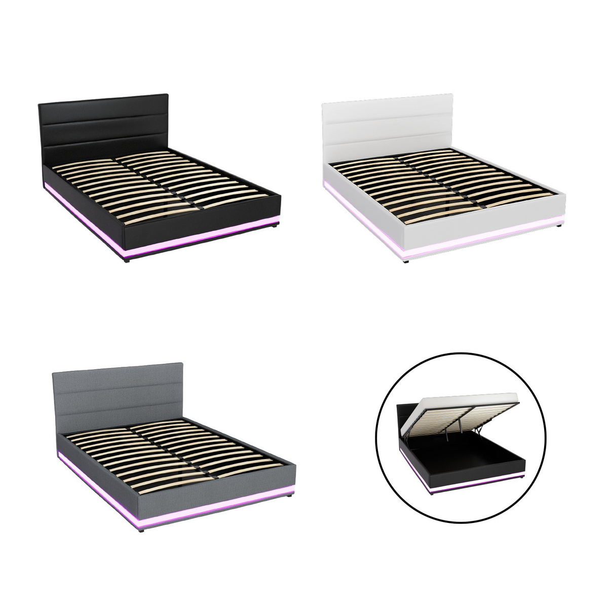 Artiss Bed Frame Queen Double King Single RGB LED Gas Lift Base Storage LUMI