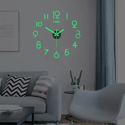 3D Wall Clock Luminous Frameless Wall Clocks DIY Digital Clock Stickers Silent Clock for Home Living Room Decor