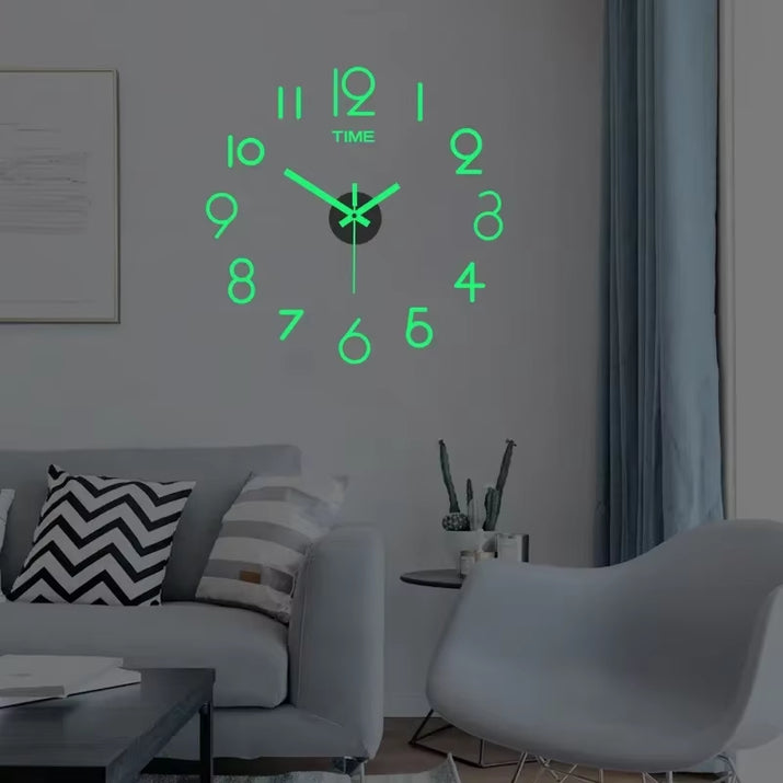 3D Wall Clock Luminous Frameless Wall Clocks DIY Digital Clock Stickers Silent Clock for Home Living Room Decor