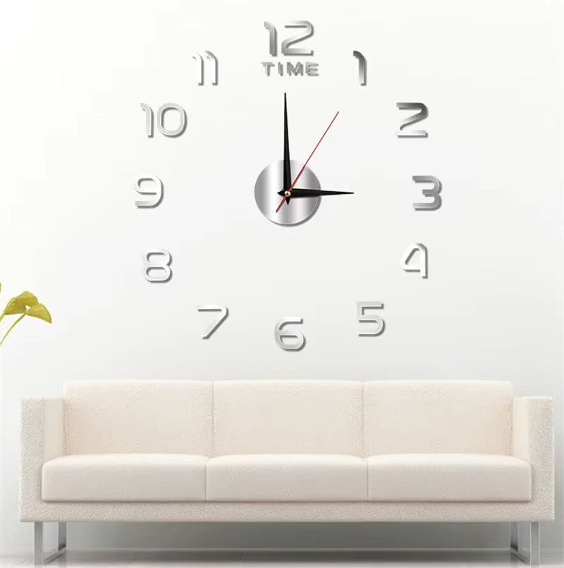 3D Wall Clock Luminous Frameless Wall Clocks DIY Digital Clock Stickers Silent Clock for Home Living Room Decor