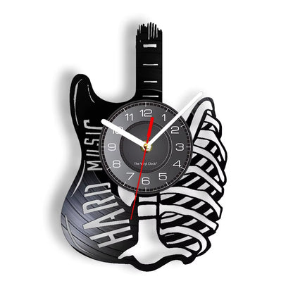 Acoustic Guitar Wall Art Wall Clock Musical Instrument Home Interior Wall Decor Vinyl Record Wall Clock Rock N Roll Musical Gift